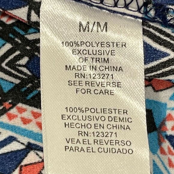 Wishful Park Blue and Orange Button Down Blouse - Picture 11 of 11